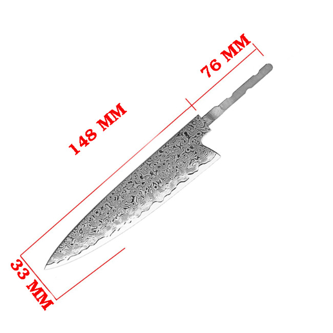 Japansk kokkeknivblad damask vg-10 Kiritsuke 6,5"