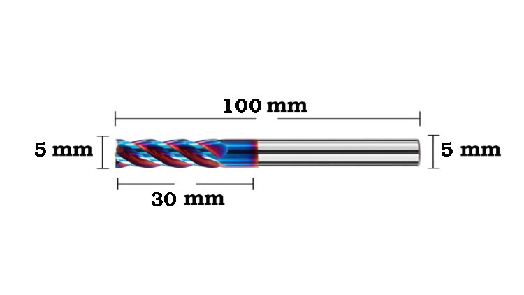 Pinnefres til knivskaft End mill square 4 flutes 5x100 mm